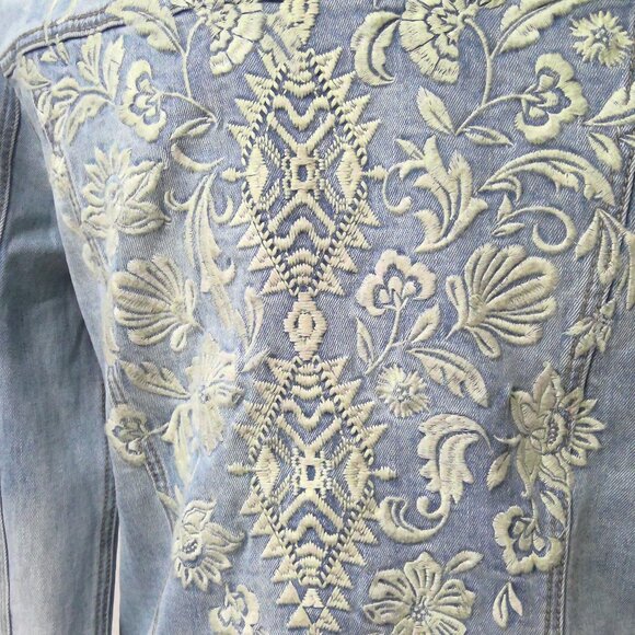 NEW Stetson Denim Jean Trucker Jacket Western Embroidered Back Women's Small - Picture 4 of 9